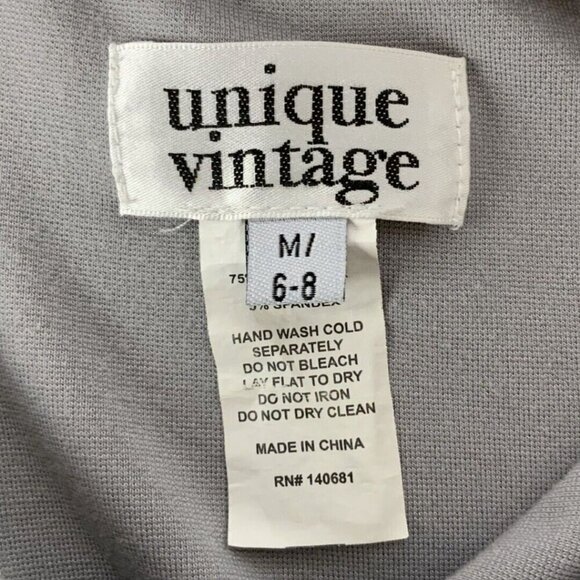 Unique Vintage Black Cat Knit Dress Medium 6-8 Gray Black Fit Flare Halloween - Picture 3 of 4